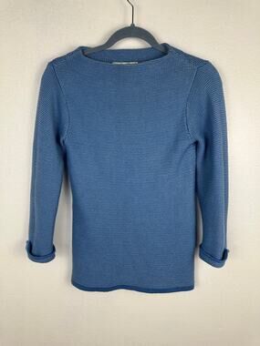 Boden Women's Cornflower Blue Moss Stitch Boatneck Pullover Knit Sweater Size 2